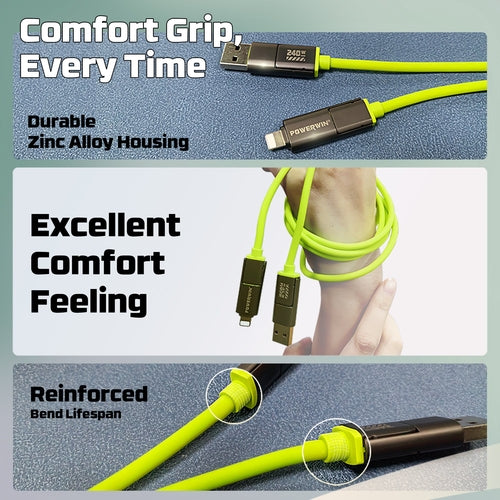 Powerwin PWC240 240W 4-in-1 Fast Charging Cable | PD3.1 USB-C