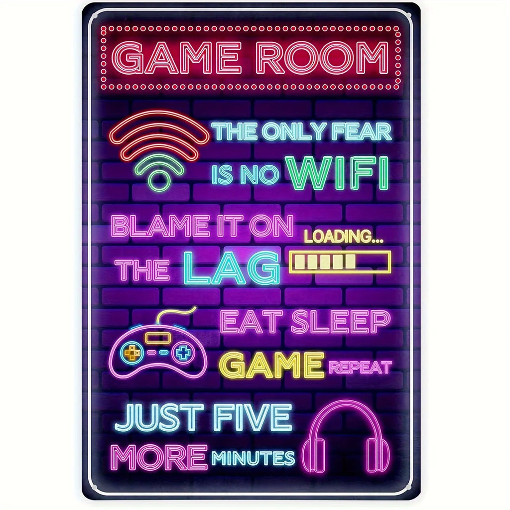 [Gaming Metal Sign] Retro Gaming Sign,  | Gamer Wall Decor for Boys Room, Bedroom Gamers, Room Iron Sign