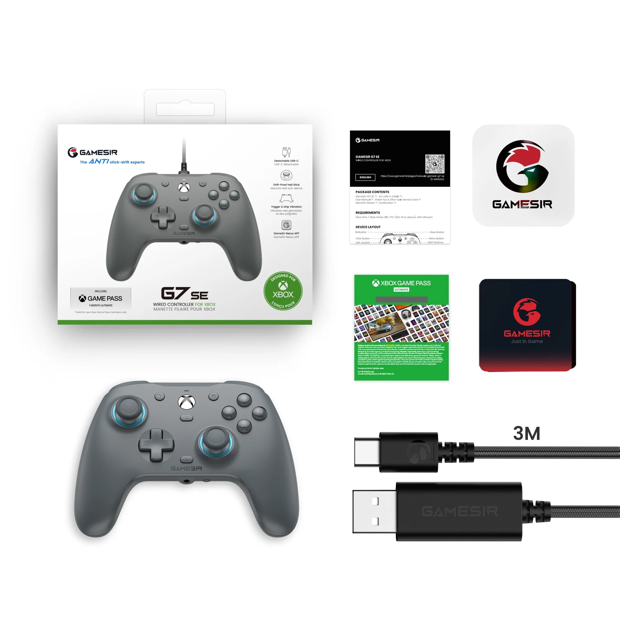 GameSir G7 SE Xbox Gaming Controller Wired Gamepad for Xbox Series X, Xbox Series S, Xbox One, with Hall Effect Joystick