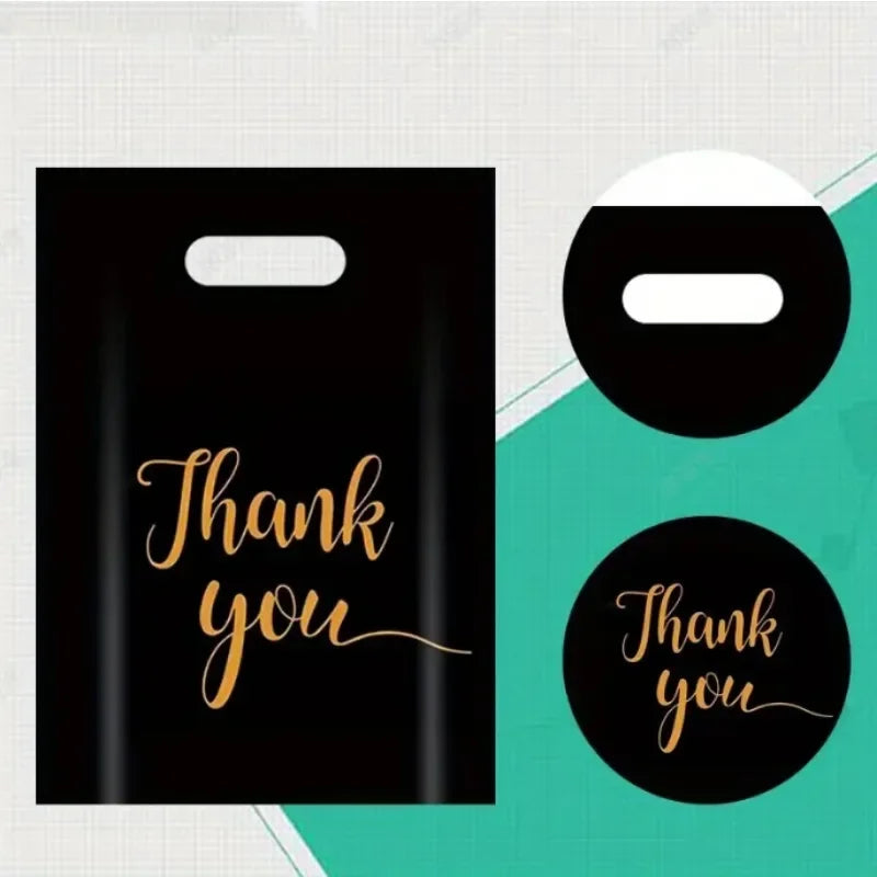 100PCS Thanksgiving Gift Bag Black Product Shopping Bag Candy Gift Packaging Thanksgiving Wedding Birthday Party Decoration