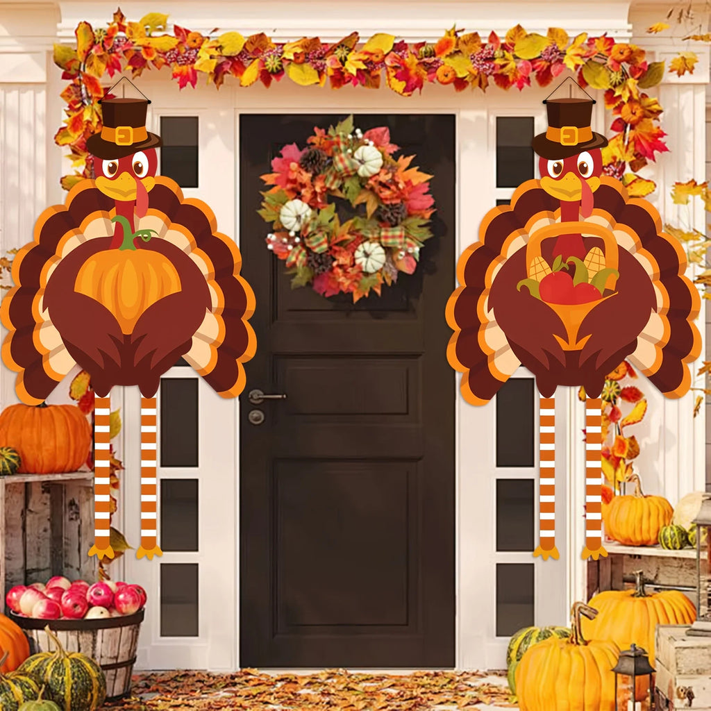 A Couplet Featuring Thanksgiving Turkey Autumn Harvest Party Decorations Thanksgiving Celebrations Polyester Photo Backdrops