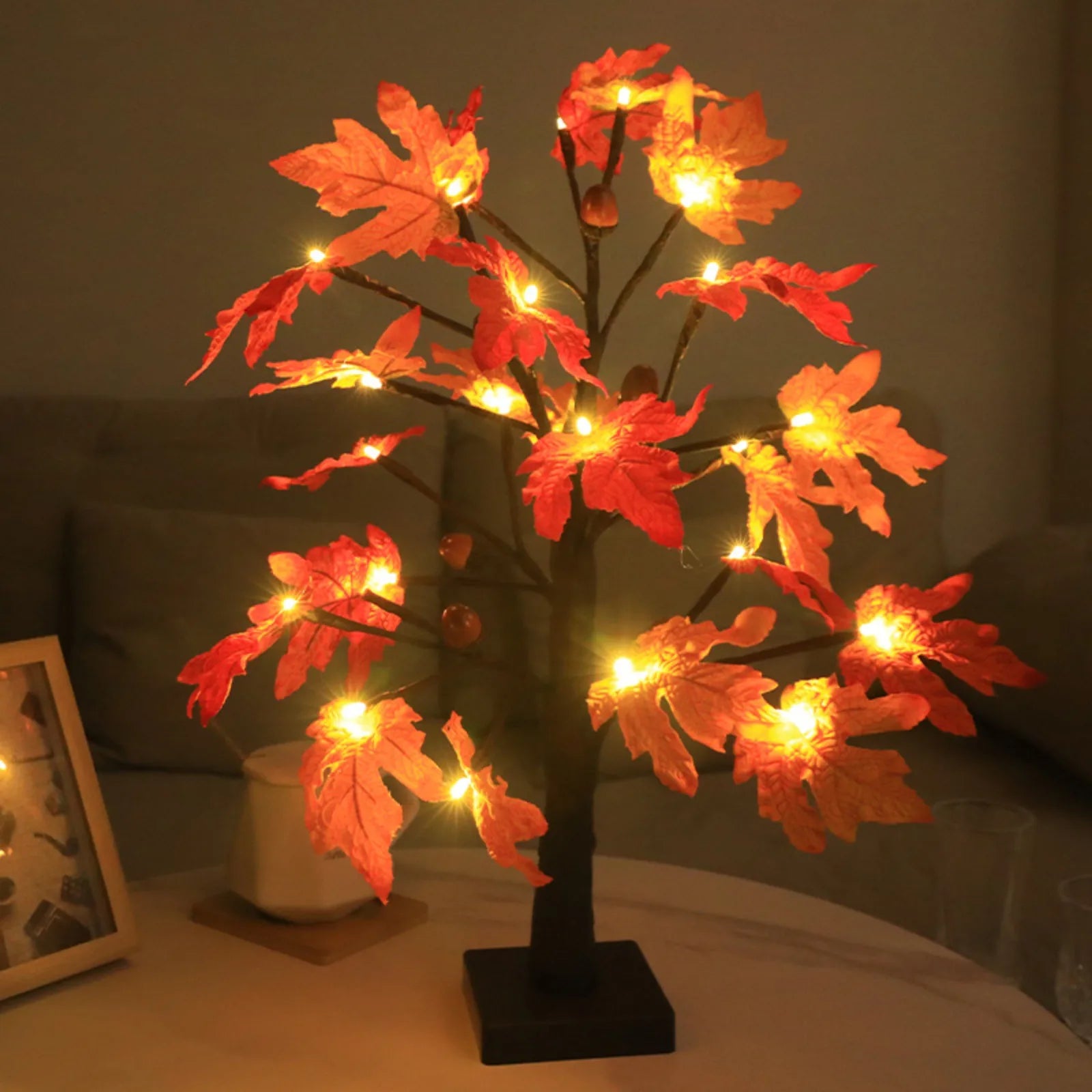 Led Thanksgiving Maple Leaf Scene Decoration Light Festival Decoration Luminous Tree Light