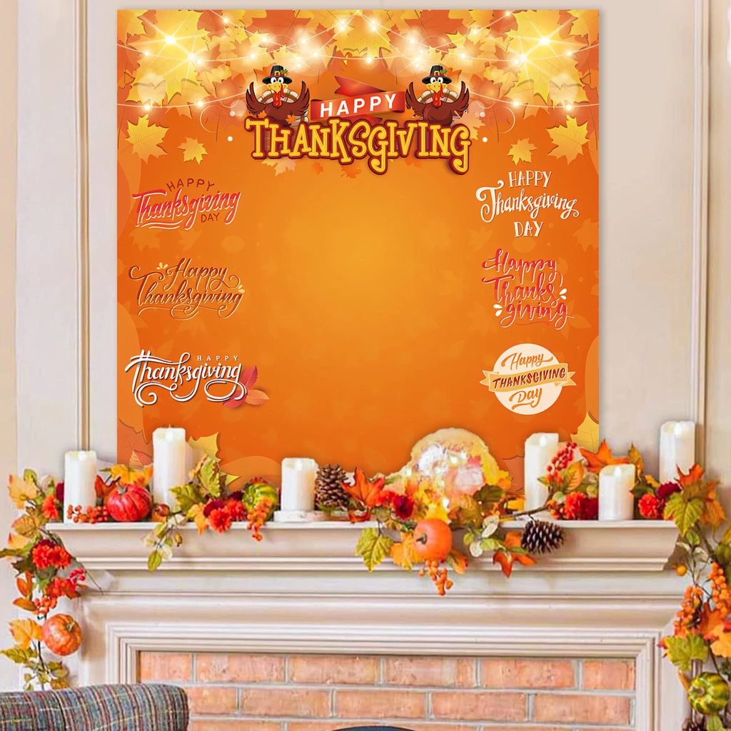 Happy Thanksing Thanksgiving Photo Backdrop Frame Fall Pumpkin Harvest Maple Leaf Party Decorations