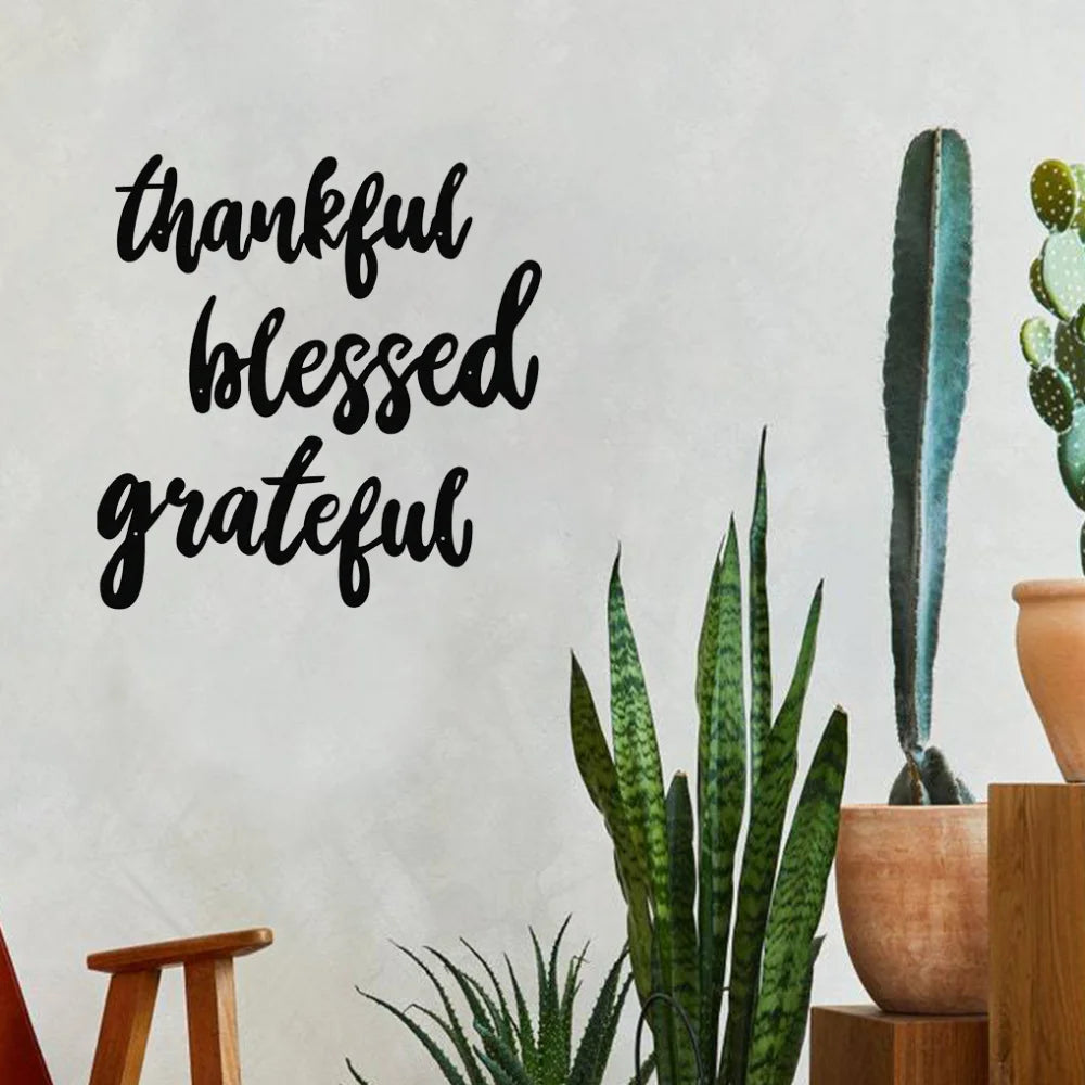 3pc Wall Sign Set for Thanksgiving - “Thankful,” “Grateful,” “Blessed.” Decorative Iron Craft & Hanging.
