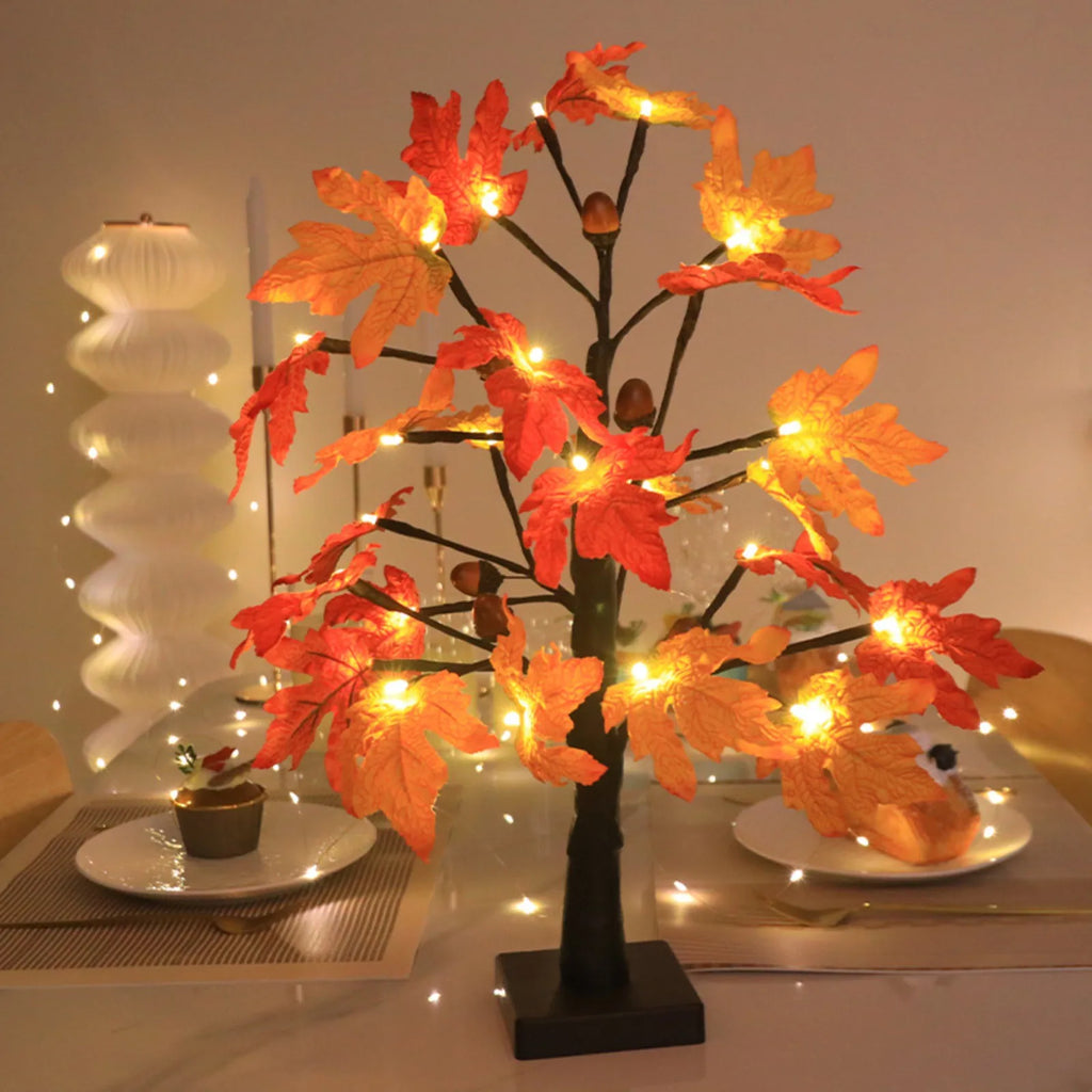 Led Thanksgiving Maple Leaf Scene Decoration Light Festival Decoration Luminous Tree Light
