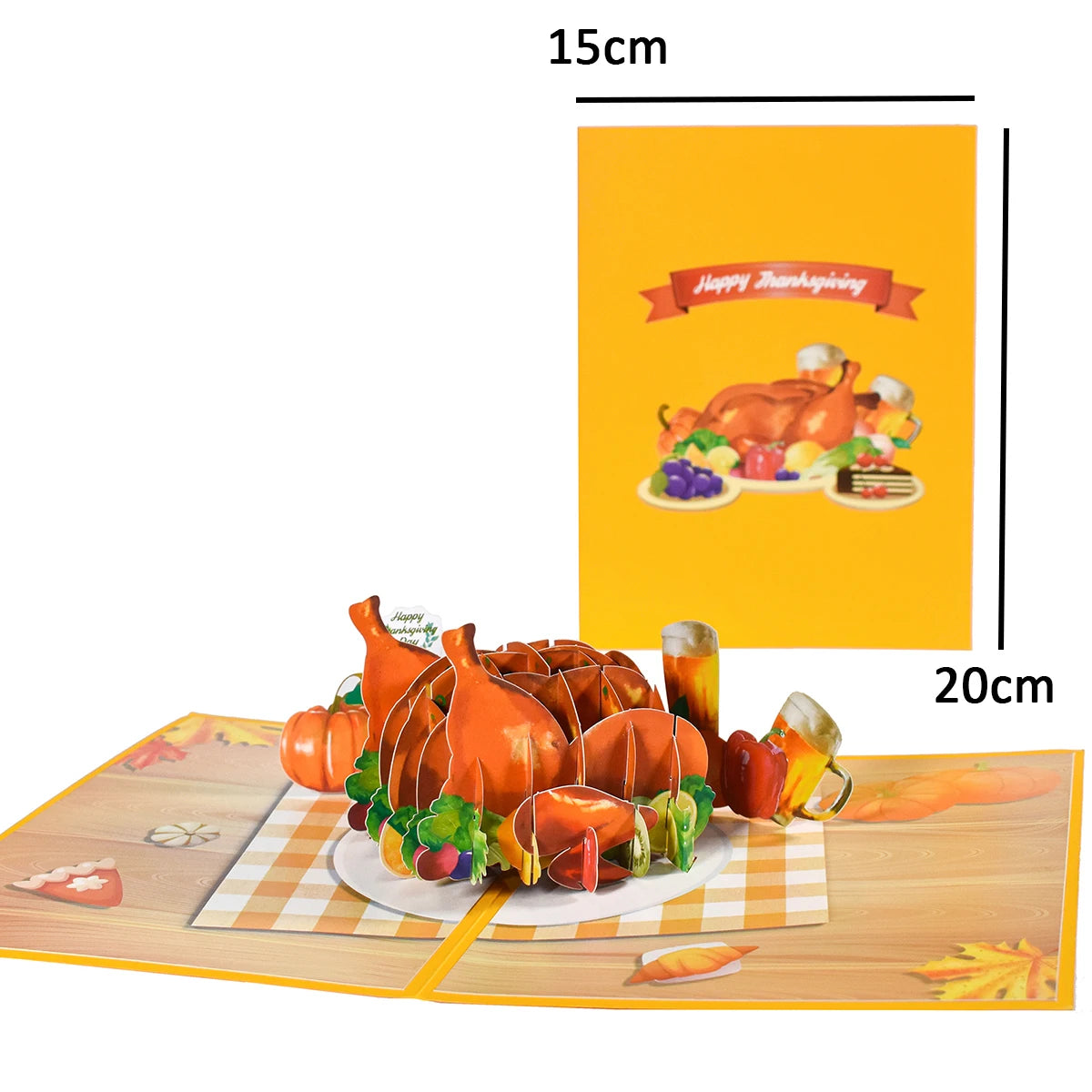 Thanksgiving Day Gift Card 3D Pop Up Give Thanks Thank You Greeting Cards