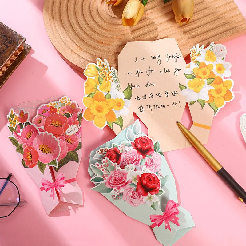 Creative Carnation Thanks Flowers Postcard Exquisite Beautiful Greeting Card Floral Birthday Cards Teacher Day Birthday Gifts