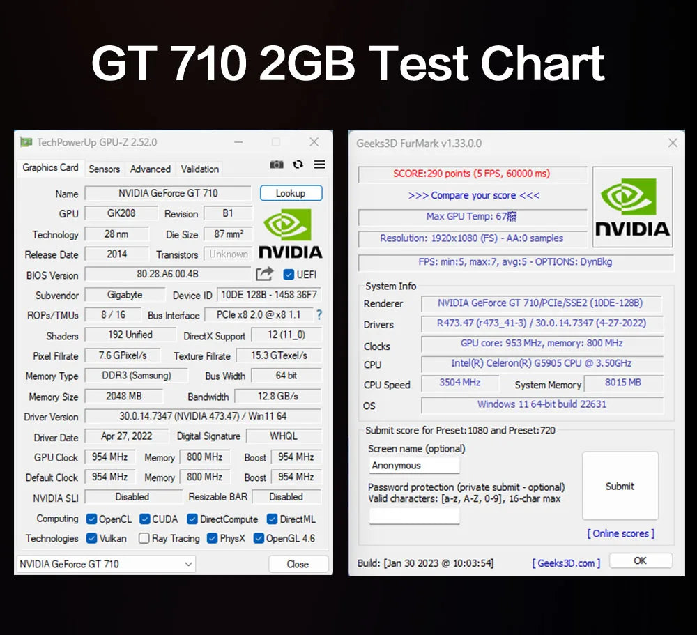 GIGABYTE GeForce GT710 2GB  Gaming Graphics Card GDDR3 64Bit NVIDIA Video Card GV-N710D3-2GL Gaming Video Card