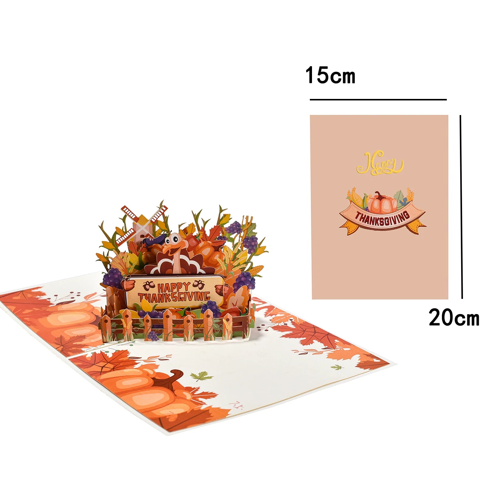 Thanksgiving Day Gift Card 3D Pop Up Give Thanks Thank You Greeting Cards