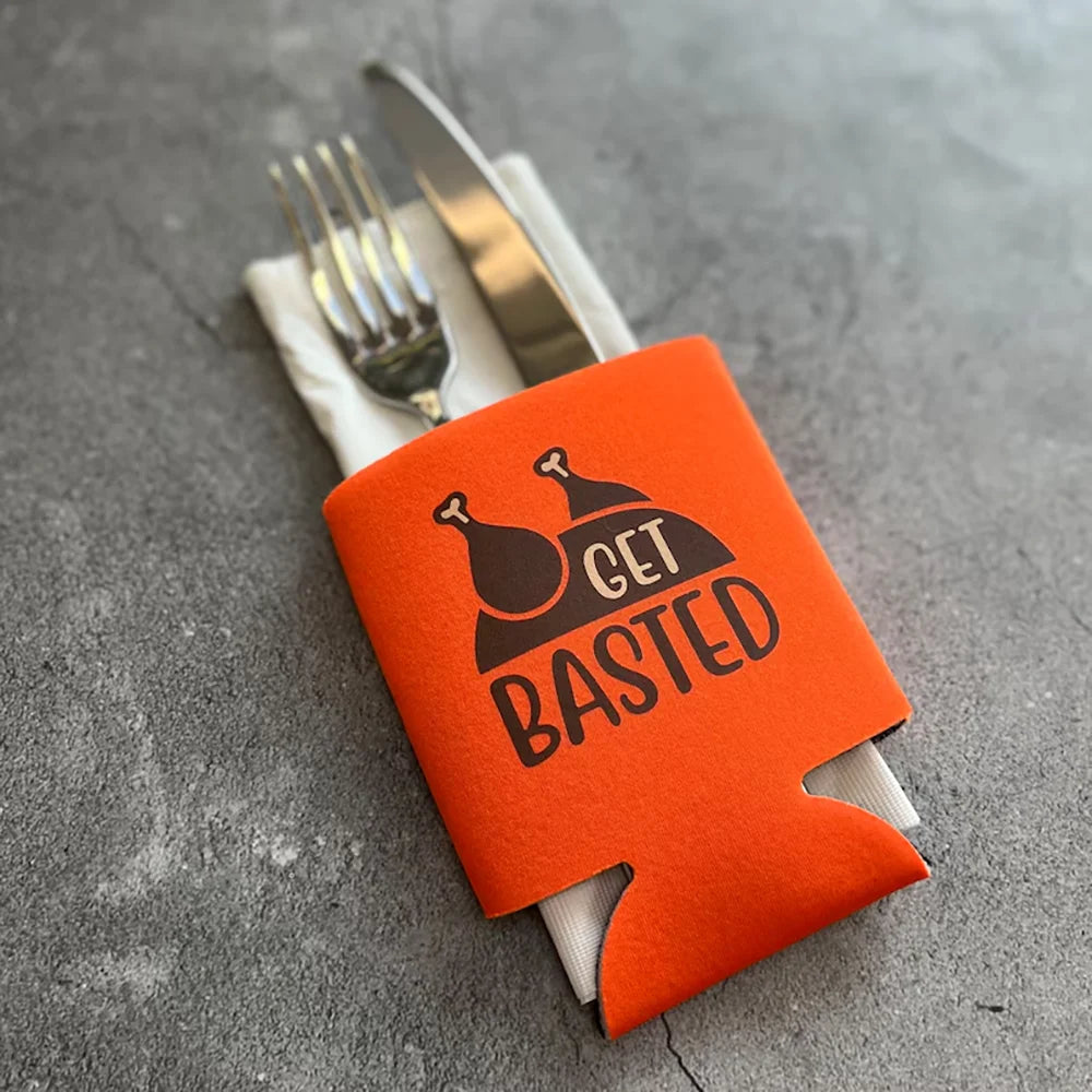 Set of 6 Funny Thanksgiving Favor Can Coolers Table Decoration Friendsgiving Accessories Home Items Talk Turkey To Me Feast Mode