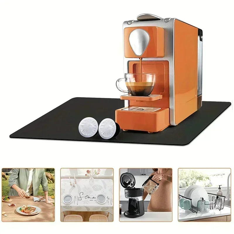 Autumn Thanksgiving Day  Dish Drying Mat Soft Rubber Non-Slip Absorbent Stain-Resistant for Kitchen Coffee Bar Countertops