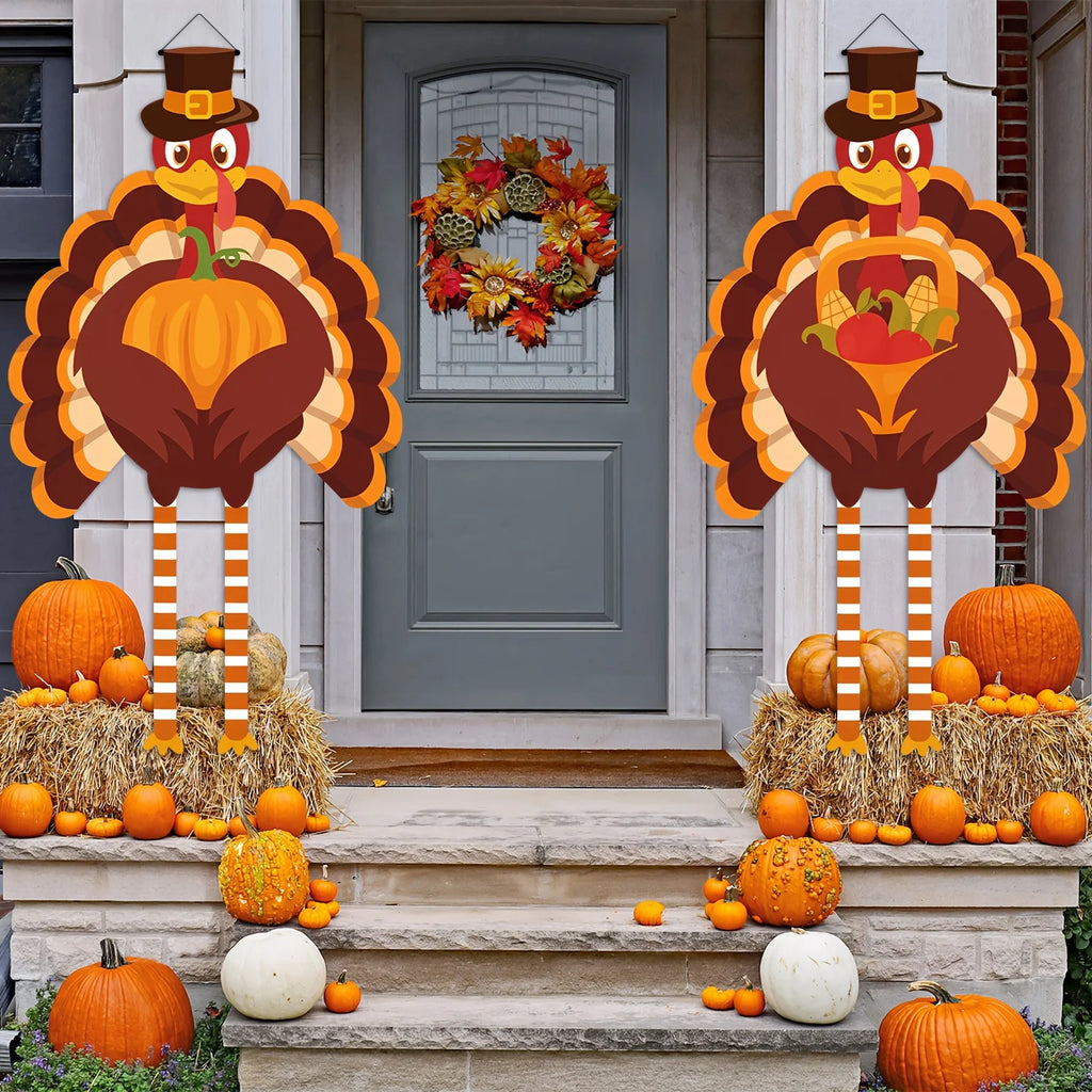 A Couplet Featuring Thanksgiving Turkey Autumn Harvest Party Decorations Thanksgiving Celebrations Polyester Photo Backdrops