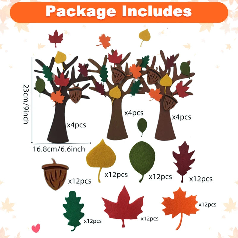 Thanksgiving Felt Tree Craft Kit Fall Tree Montessori Busy Board Family Decorations Activity Education Toy Wall Hanging Gifts﻿