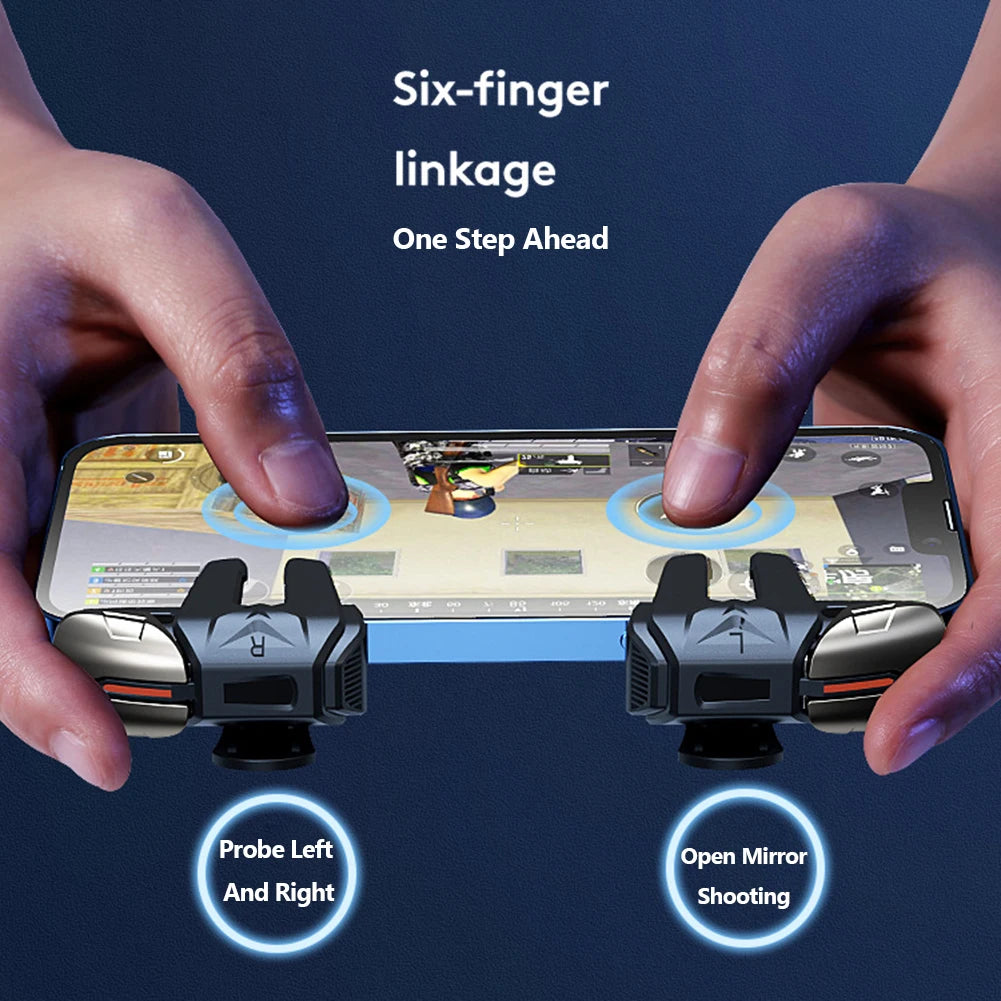 G21 1 Pair 6 Finger Game Controller Gamepad Flexible Sensitive Gaming Aim Shooting Triggers Joystick Button for PUBG Mobile