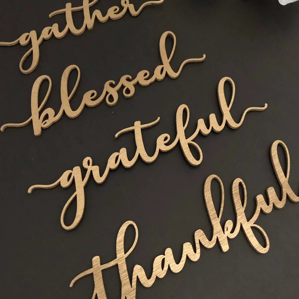 10pcs Thanksgiving Place Cards Fall Table Plates Decor, Holiday Place Setting Thankful Blessed Grateful Gather 5cm tall