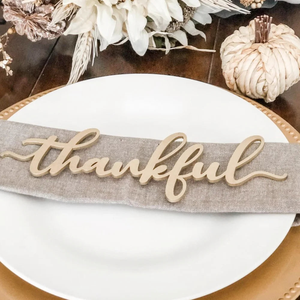 10pcs Thanksgiving Place Cards Fall Table Plates Decor, Holiday Place Setting Thankful Blessed Grateful Gather 5cm tall